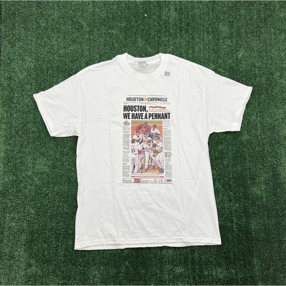 2005 Houston Astros Have A Pennant Chronicle Headline Adult L White Tee T-Shirt